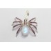 Spider Pendant Sterling Silver 925 Women's Jewelry Ruby Rainbow Gem Stone A865